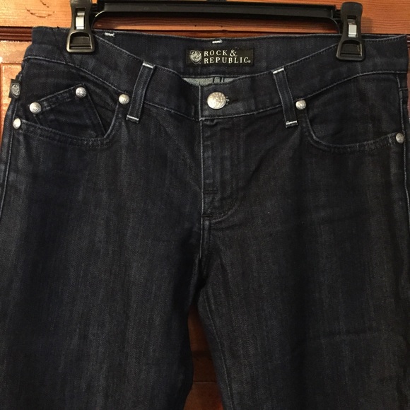 Rock & Republic Dark Wash Flare Sequin Logo 28 - Picture 3 of 8